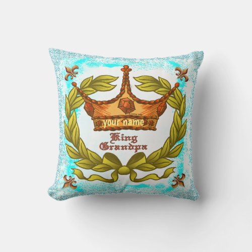 King Grandpa Crown custom name pillow 