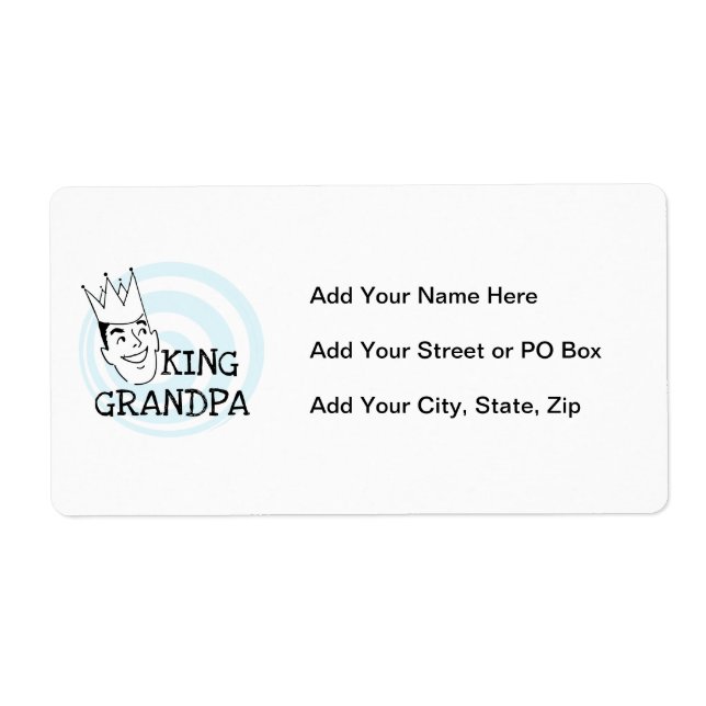 King Grandpa T-shirts and Gifts Label (Front)
