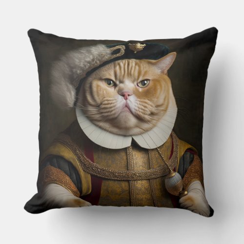 King Henry VIII Cat Throw Pillow