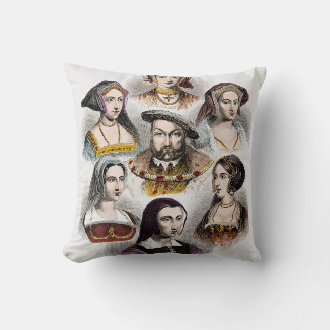King Henry VIII of England | His Six Wives Throw Pillow (Front)