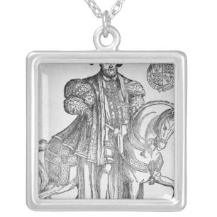 King Henry VIII on horseback Silver Plated Necklace