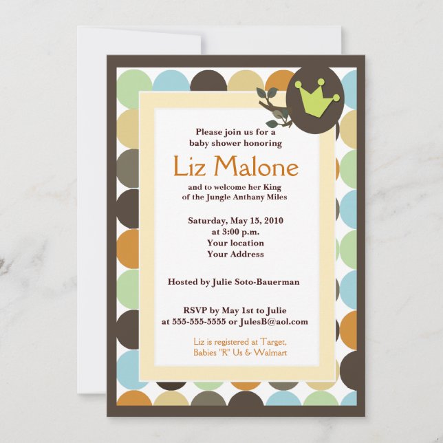 KING in the Jungle 5x7 Baby Shower invitations (Front)