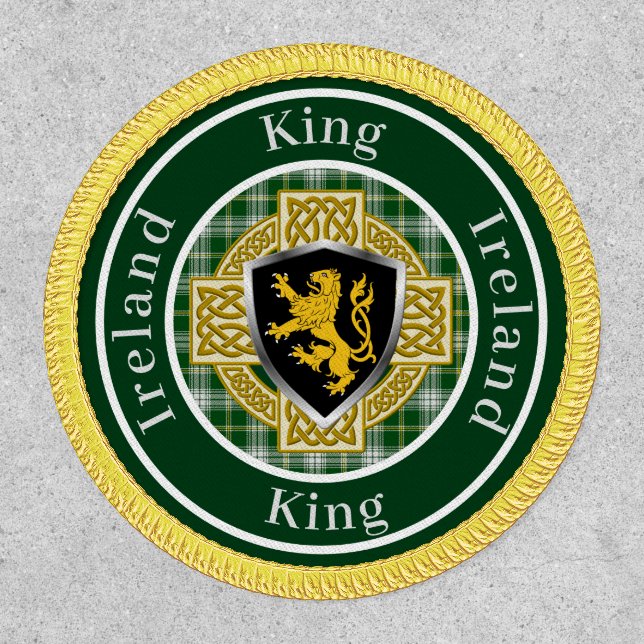 King Irish Shield & Celtic Cross Personalized Patch (Front)