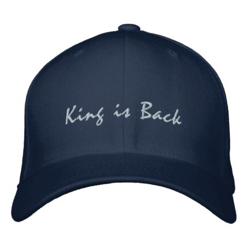 King is back Basic Flexfit Wool Navy Color Embroidered Baseball Cap