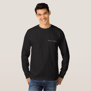 King is Back Front -Backside King Printed Powerful Embroidered Long Sleeve T-Shirt