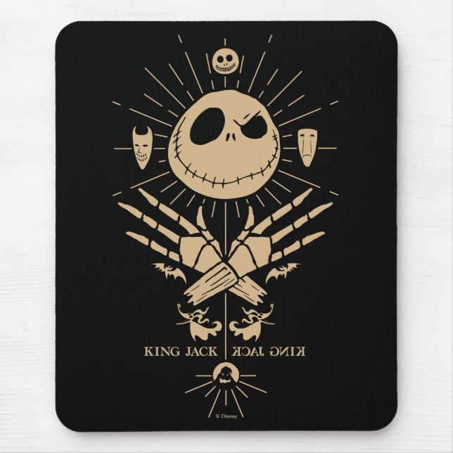 King Jack Skellington Vintage Tarot Graphic Mouse Pad (Front)