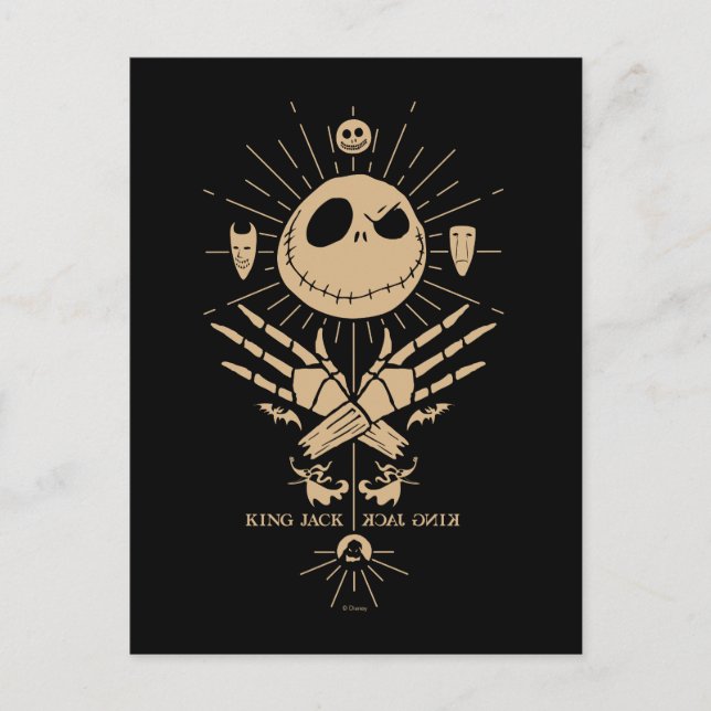 King Jack Skellington Vintage Tarot Graphic Postcard (Front)