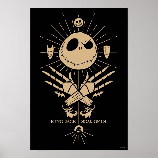 King Jack Skellington Vintage Tarot Graphic Poster (Front)