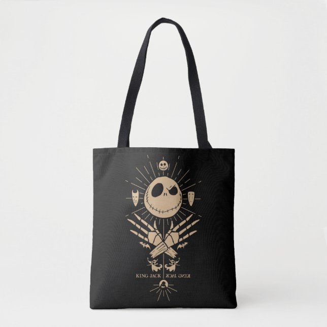 King Jack Skellington Vintage Tarot Graphic Tote Bag (Front)