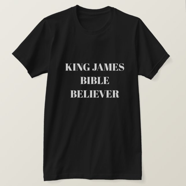 King James Bible Believer Ministry Black T-Shirt (Design Front)