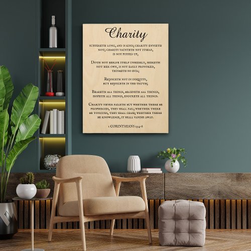 King James Bible Inspirational 1 Corinthians 13 Wood Wall Art