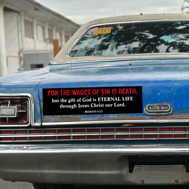 King James Bible Romans 6:23 Gospel Christian Bumper Sticker (Creator Uploaded)