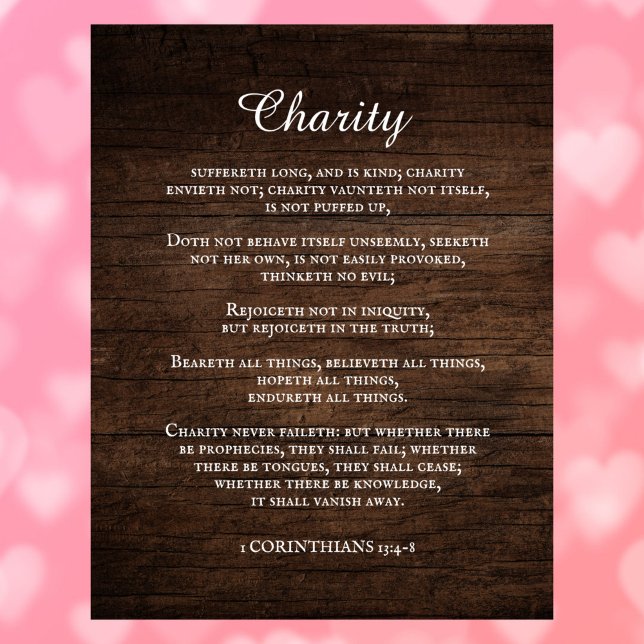 King James Bible Verse 1 Corinthians 13 Rustic   Canvas Print (Creator Uploaded)