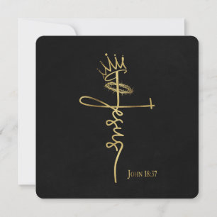 KING JESUS Elegant Black Flat Christian Christmas Card