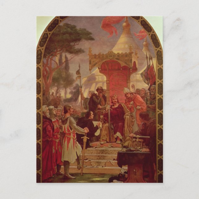 King John Granting the Magna Carta in 1215, 1900 Postcard (Front)