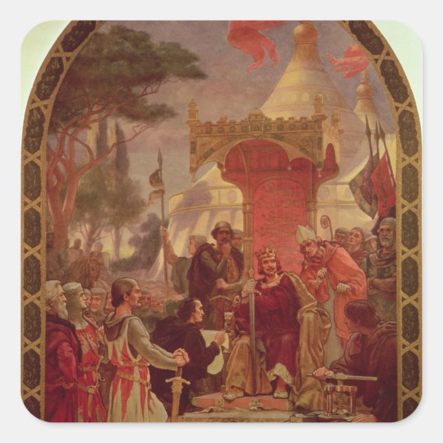 King John Granting the Magna Carta in 1215, 1900 Square Sticker (Front)