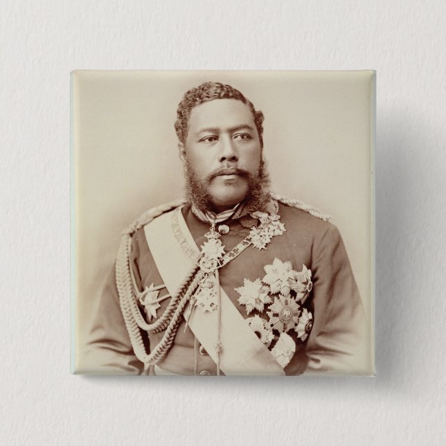 King Kalakaua (1836-91), late c19th (sepia photo) Pinback Button (Front)