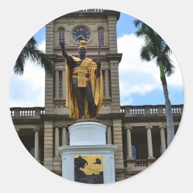 king kamehameha statue classic round sticker (Front)