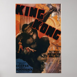 King Kong Vintage Style 1930s Sci-Fi Movie Poster