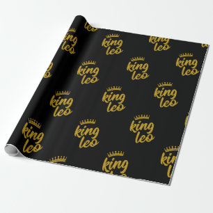 King Leo Gold Crown Wrapping Paper