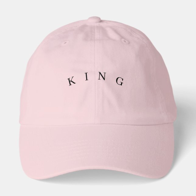 KING Light Pink Color Name Baseball trucker Dad Hat (Front)