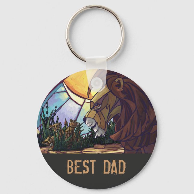 King Lion and Cubs, Best Dad Keychain (Front)