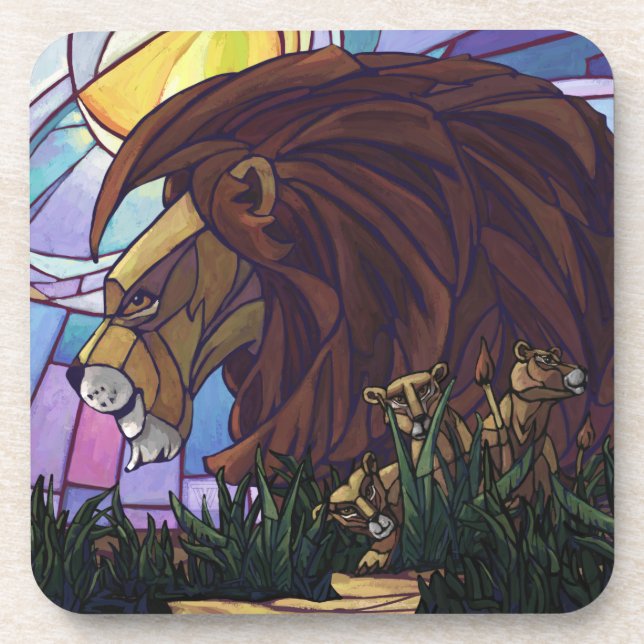 King Lion and Cubs Beverage Coaster (Front)