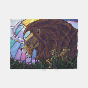 King Lion and Cubs Fleece Blanket