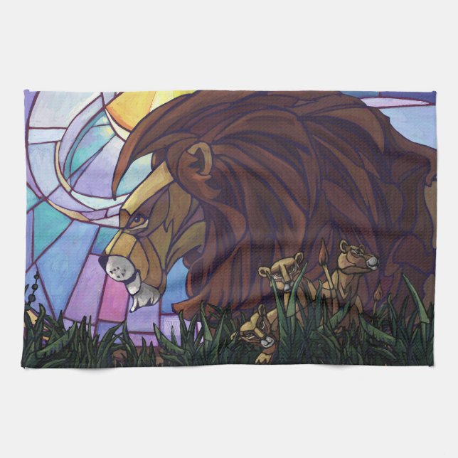 King Lion and Cubs Kitchen Towel (Horizontal)