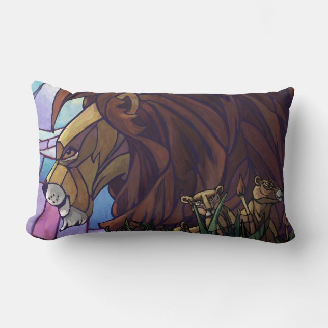 King Lion and Cubs Lumbar Pillow (Front)
