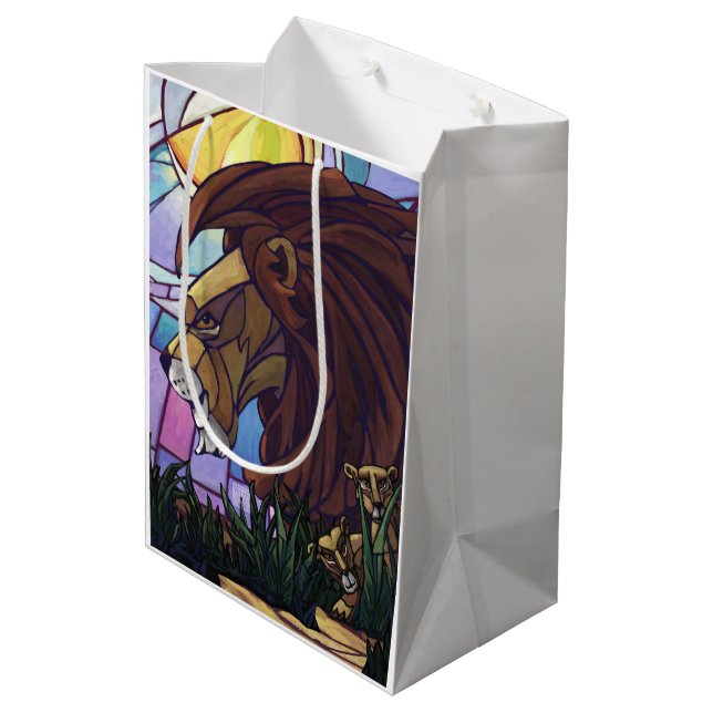 King Lion and Cubs Medium Gift Bag (Back Angled)