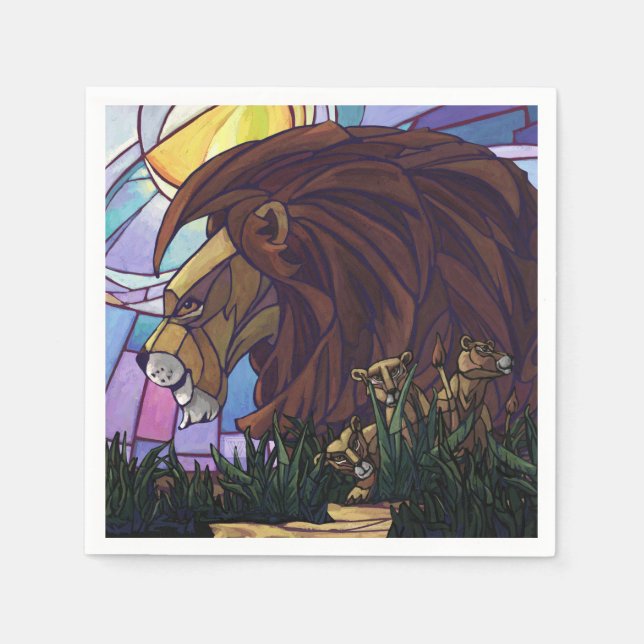 King Lion and Cubs Napkins (Front)