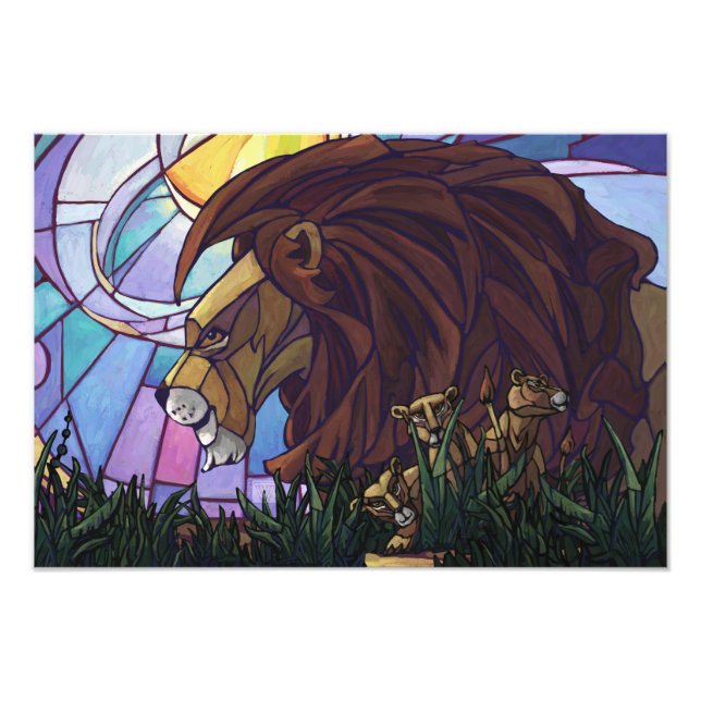 King Lion and Cubs Photo Print (Front)