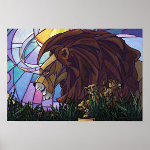 King Lion and Cubs Poster