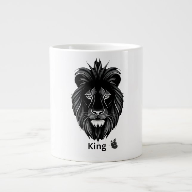 King Lion Black Art Coffee Mug (Front)