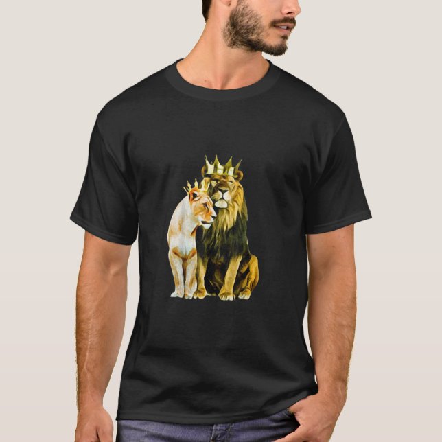 King Lion Crown Queen Lioness Crown TShirt83 T-Shirt (Front)