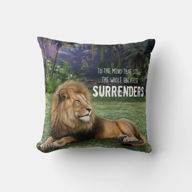 King Lion In The Jungle And A Quote Throw Pillow (Front)