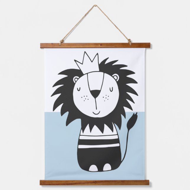 King Lion Nordic Colorblock   Hanging Tapestry (Front)