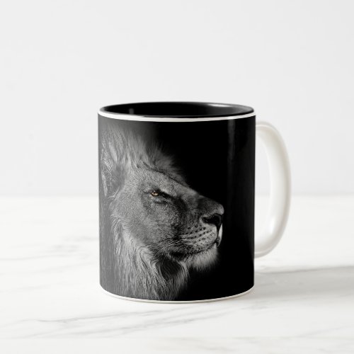 King Lion on black and white background Two_Tone Coffee Mug