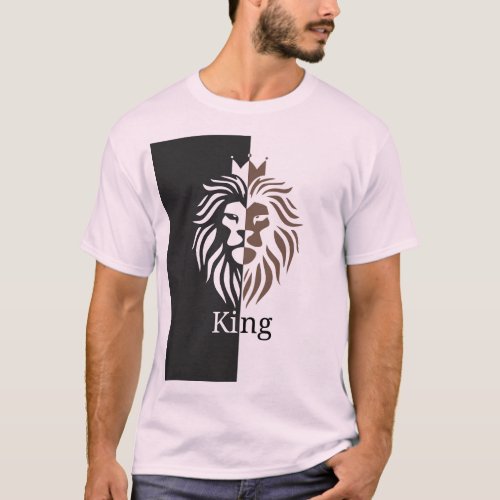 King Lion pale pink Mens T_Shirt