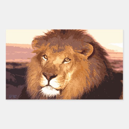 King Lion Rectangular Sticker