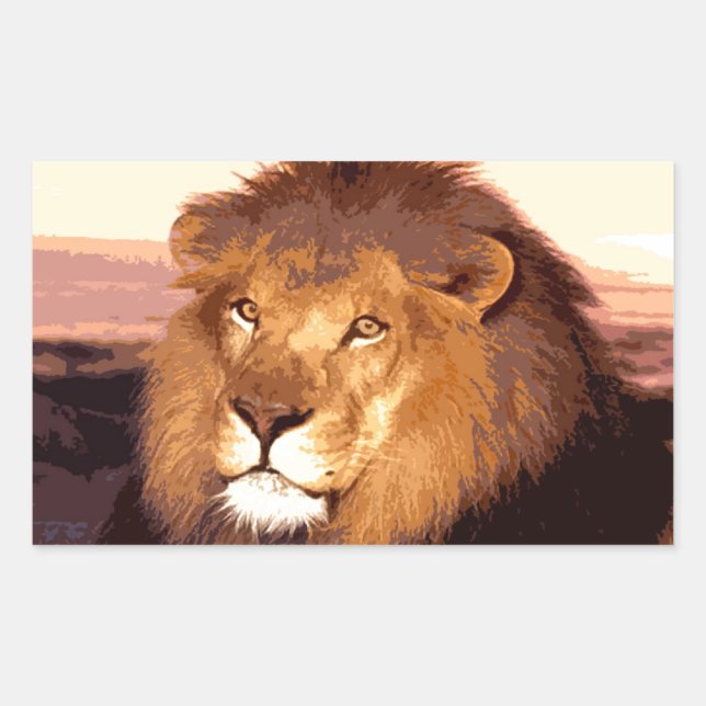 King Lion Rectangular Sticker (Front)