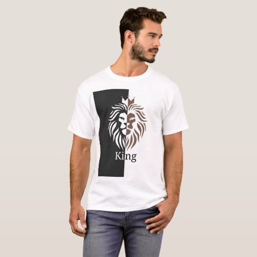 King Lion White Mens T_Shirt