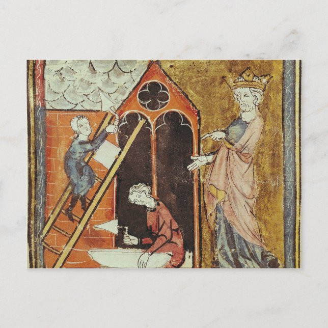 King Louis VI  Watching the Construction of Postcard (Front)
