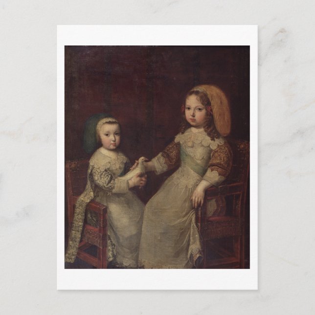 King Louis XIV (1638-1715) as a child with Philipp Postcard (Front)