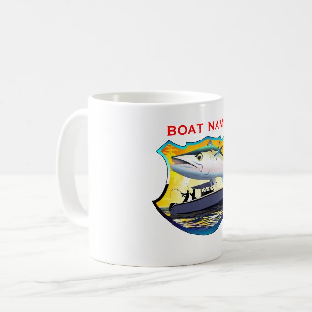 King Mackerel Fishing Center Console Boat Coffee Mug (Front Left)