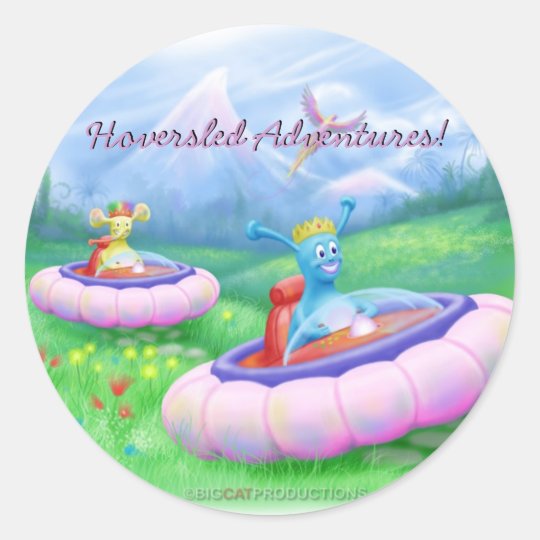 King Monty and Prince Marvin on their Hoversleds Classic Round Sticker