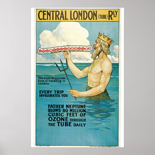 King Neptune Vintage Travel Poster