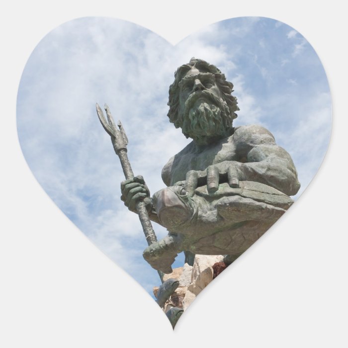 King Neptune Virginia Beach Statue Heart Stickers