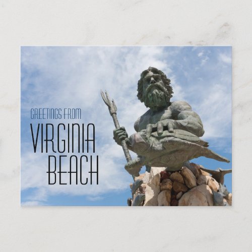 King Neptune Virginia Beach Statue Postcard